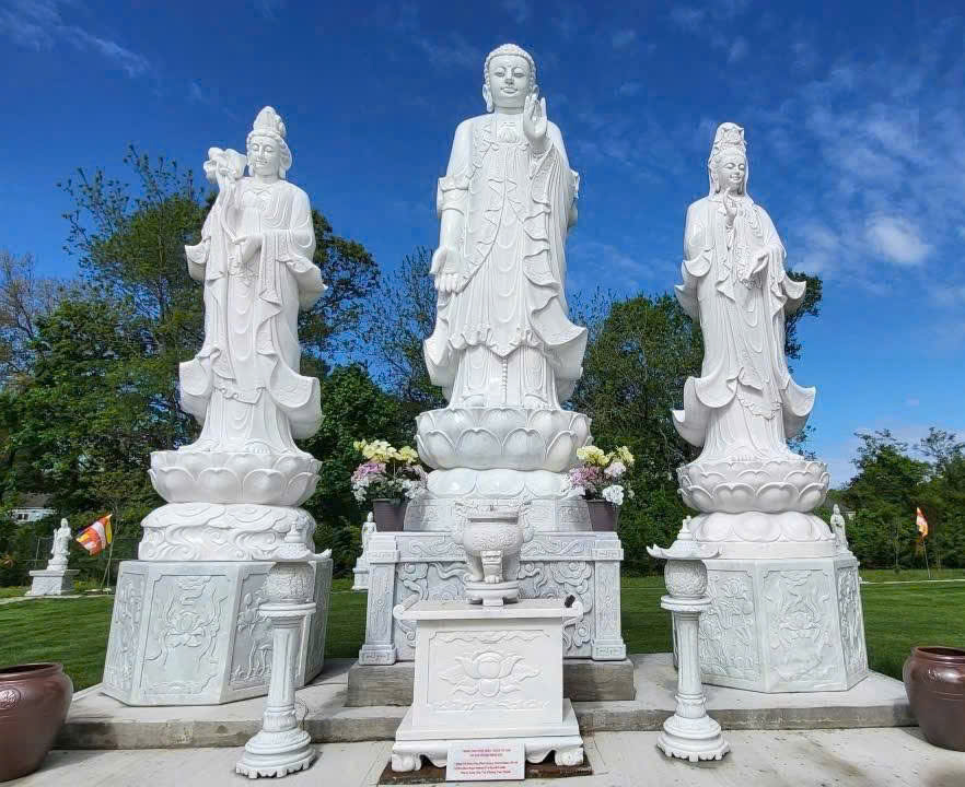 Tượng Tam Thế Phật Bằng Đá Trắng